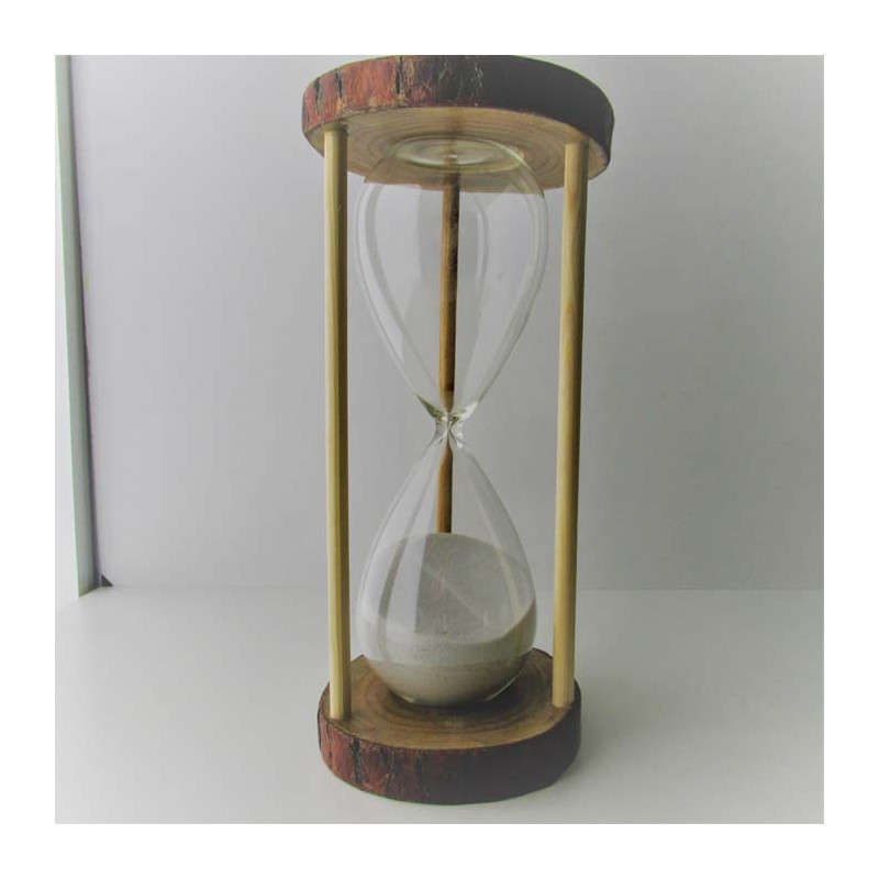 Sanduhr 45 Minuten 23cm Glas im Naturholz Gestell,