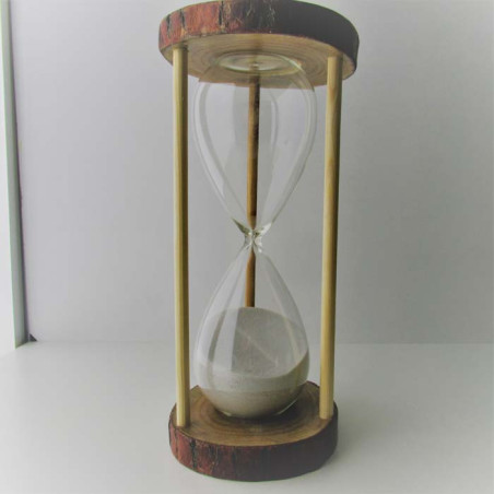 Sanduhr 45 Minuten 23cm Glas im Naturholz Gestell,