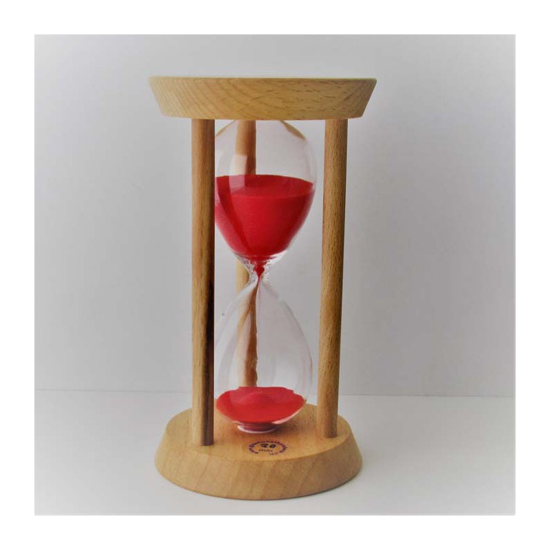Sanduhr 15 min. 14 cm Rot, im Holzgestell