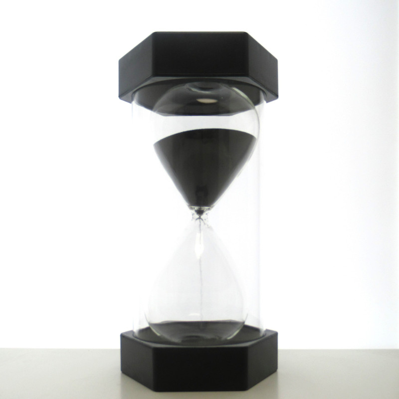 Megasanduhr 60 Min. 30 cm Schwarz, Glas Kunststoff 6 Eckig