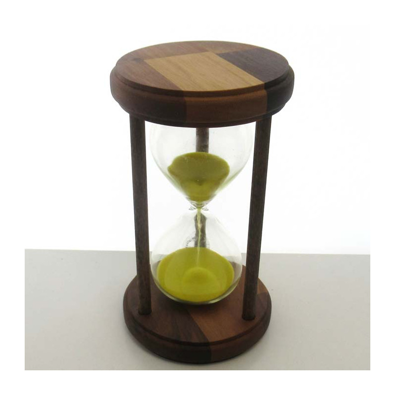 Sanduhr 3 min. 17 cm Gelb, im Holzgestell rund