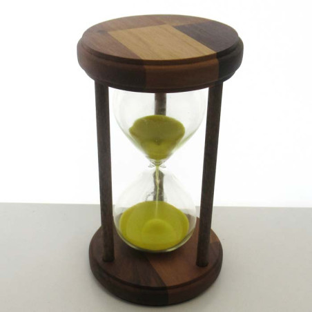 Sanduhr 3 min. 17 cm Gelb, im Holzgestell rund