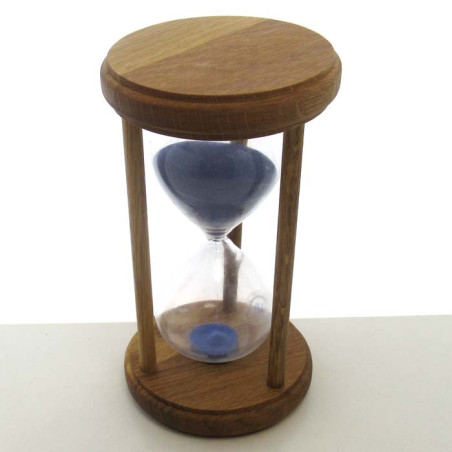 Sanduhr 5 min 17 cm Blau, im Holzgestelle