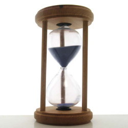 Sanduhr 5 min 17 cm Blau, im Holzgestelle