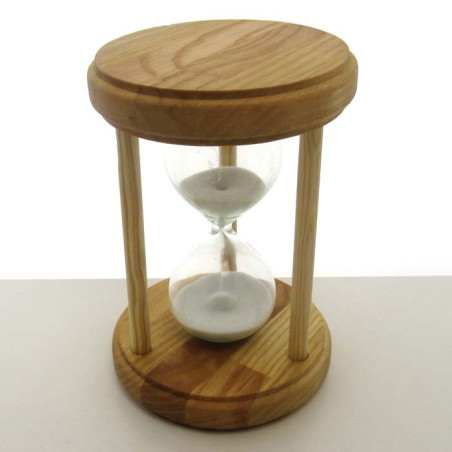 Sanduhr 5 Min. 14.5 cm Weiss, Holz rund
