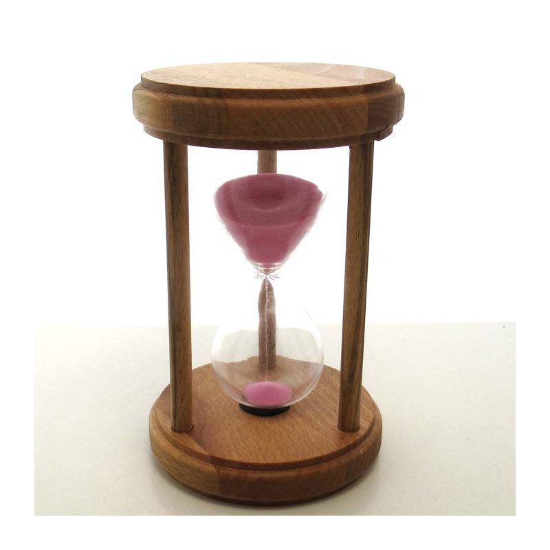 Sanduhr 10 Min. 14.5 cm Rosa, Holz rund