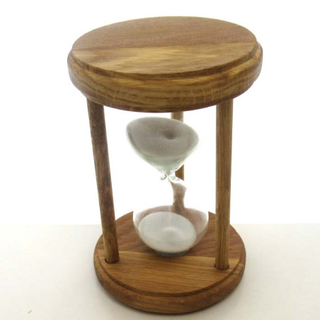 Sanduhr 10 Min. 14.5 cm Weiss, Holz rund