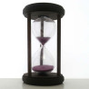 Sanduhr 10min 17cm Lila im Holz Gestell mit 3 runden Stützen Sanduhr 10min 17cm Lila im Holz Gestell mit 3 runden Stützen