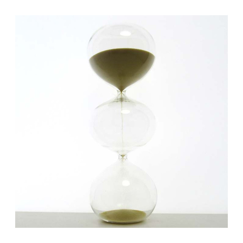 Glas-Sanduhr 15 Min. 22 cm Gold, 3 Kugeln Glas