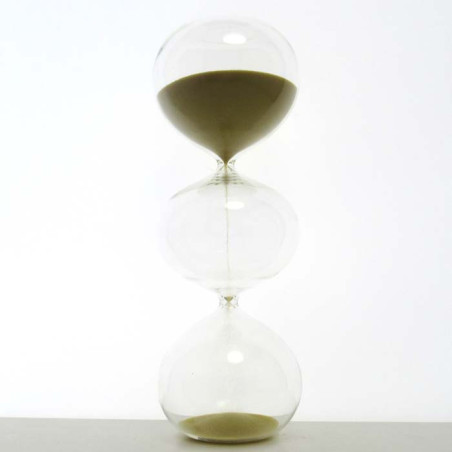 Glas-Sanduhr 15 Min. 22 cm Gold, 3 Kugeln Glas