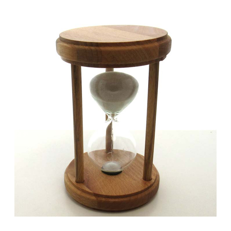 Sanduhr 30 Min. 14.5 cm Weiss, Holz rund