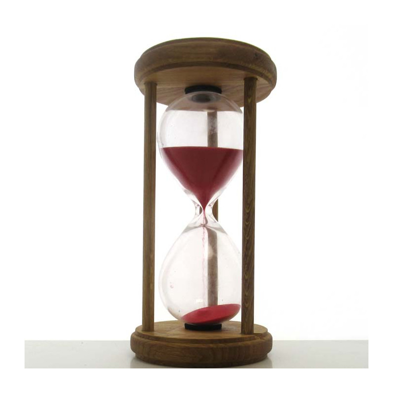 Sanduhr 15min. 20 cm rot im Holzgestell
