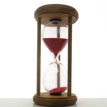Sanduhr 15min. 20 cm rot im Holzgestell