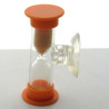 Mini Sanduhr 3 min 6 cm Orange, Glas in Kunststoff mit Saugnapf 60x25x33 mm zum drehen