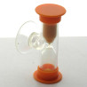 Mini Sanduhr 3 min 6 cm Orange, Glas in Kunststoff mit Saugnapf 60x25x33 mm zum drehen