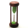 mini Sanduhr 2 Min. 6.4cm zylindrisch Glas in Holzgestell Buche rötlich gebeizt
