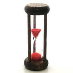 mini Sanduhr 2 Min. 6.4cm zylindrisch Glas in Holzgestell Buche dunkel gebeizt