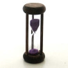 mini Sanduhr 2 Min. 6.4cm zylindrisch Glas in Holzgestell Buche dunkel gebeizt