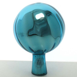 Glas Rosenkugel 12cm Türkis mit optischen Streifen