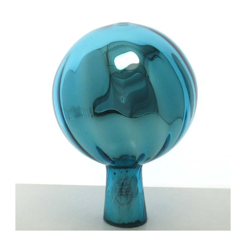 Glas Rosenkugel 12cm Türkis mit optischen Streifen