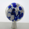 Glas Rosenkugel  9 cm Silber Weiss Blau mit optischen Streifen