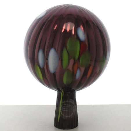 Glas Rosenkugel 12cm  Lila mit optischen Streifen