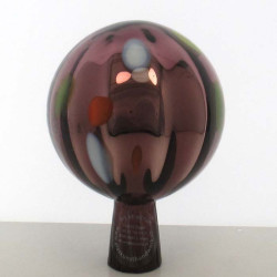 Glas Rosenkugel  9cm  Lila  mit optischen Streifen