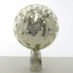 Glas Rosenkugel 12cm Silber mit optischen Blasen
