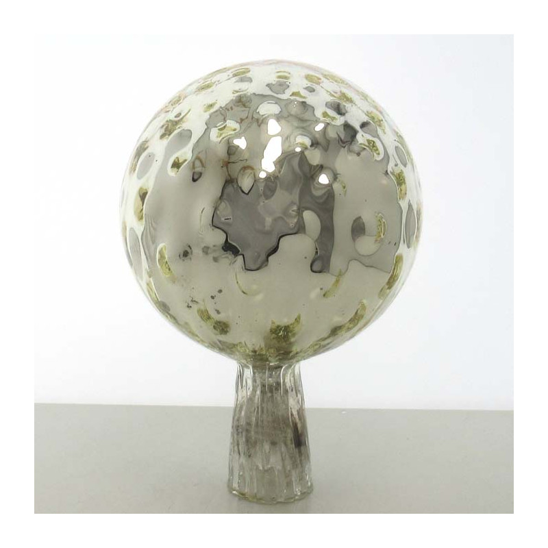 Glas Rosenkugel 12cm Silber mit optischen Blasen