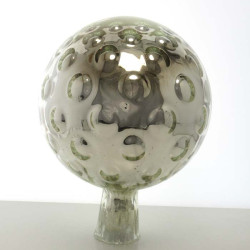 Glas Rosenkugel 18cm Silber mit optischen blasen