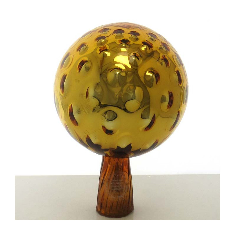 Glas Rosenkugel 12cm Gold mit optischen blasen