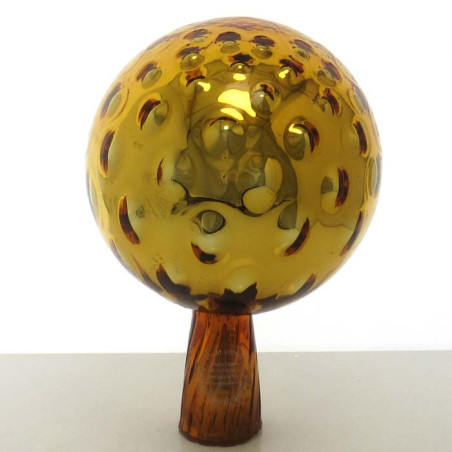Glas Rosenkugel 12cm Gold mit optischen blasen