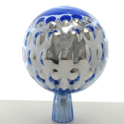 Glas Rosenkugel 18cm Hellblau mit optischen blasen