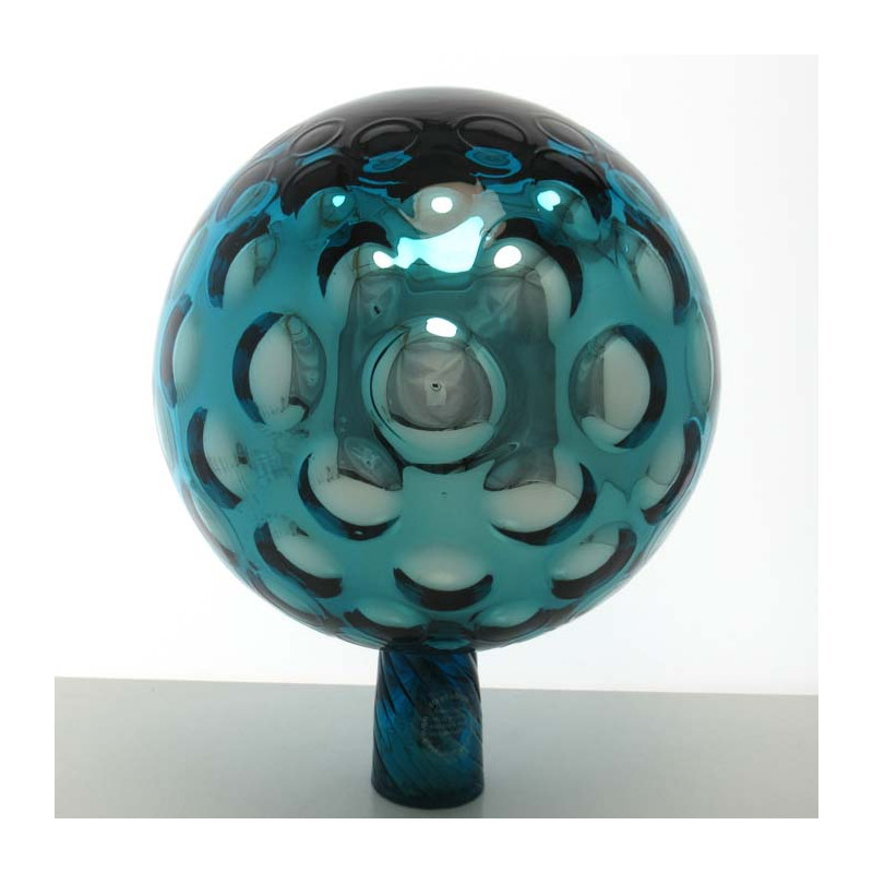 Glas Rosenkugel 20cm Türkis mit optischen blasen