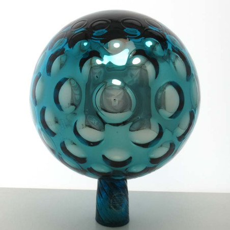 Glas Rosenkugel 20cm Türkis mit optischen blasen