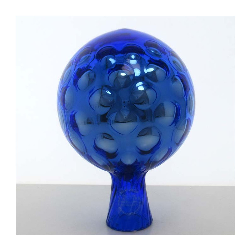 Glas Rosenkugel 12cm Blau mit optischen blasen