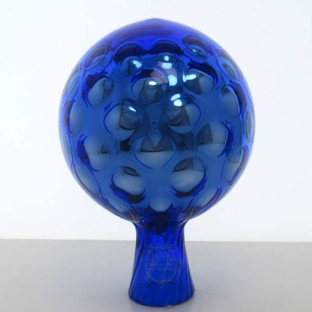 Glas Rosenkugel 12cm Blau mit optischen blasen