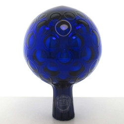 Glas Rosenkugel 12cm Blau mit optischen blasen