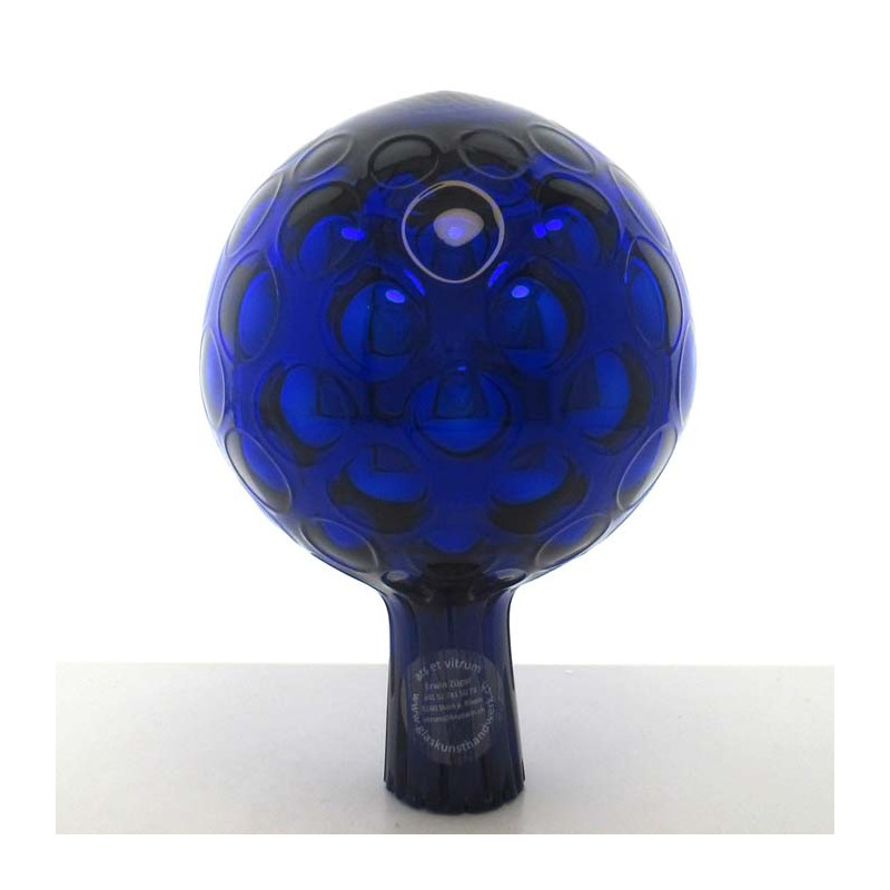 Glas Rosenkugel 12cm Blau mit optischen blasen