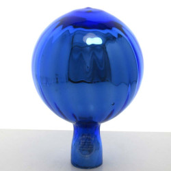 Glas Rosenkugel 12cm Blau mit optischen Streifen