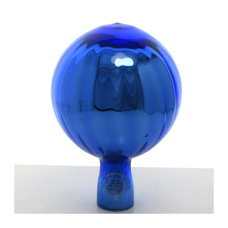Glas Rosenkugel 12cm Blau mit optischen Streifen