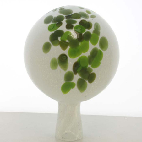 Glas-Gartenkugel 09cm Weiss Bunt