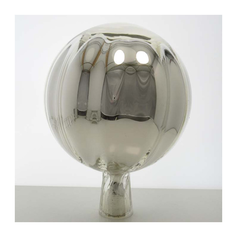 Glas Rosenkugel 20 cm Silber mit optischen Streifen und Farb-Punkte ca. 180 mm