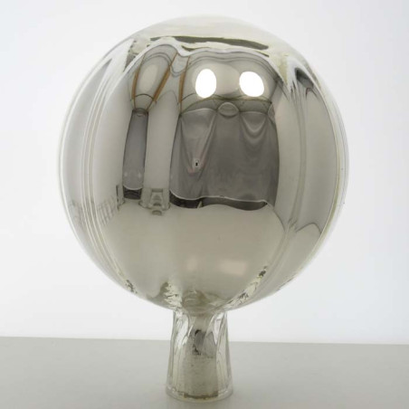 Glas Rosenkugel 20 cm Silber mit optischen Streifen und Farb-Punkte ca. 180 mm