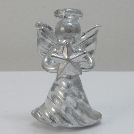 Glas Engel 4.5cm massiv versilbert sortiert  zum hängen und stellen,