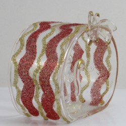Glas Krippe 7cm offen klar-rot-gold zum stellen