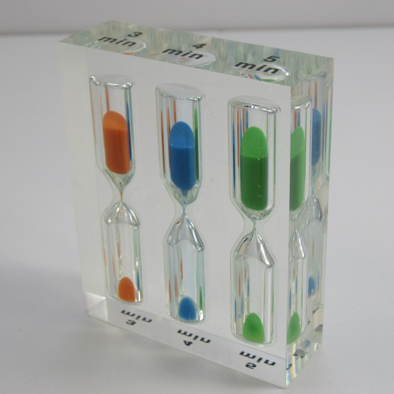 Sanduhr 3-4-5 Min. 7.5 cm zylindrische Teesanduhr  in Kunstharz