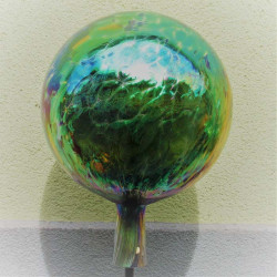 Glas Rosenkugel 35cm Blau-Gelb-Grün