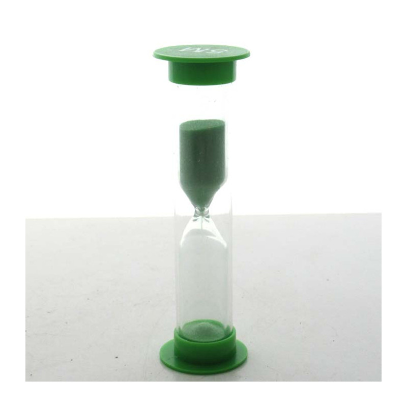 Sanduhren 5 Min. 9 cm zylindrisch Glas in Kunststoff röhre