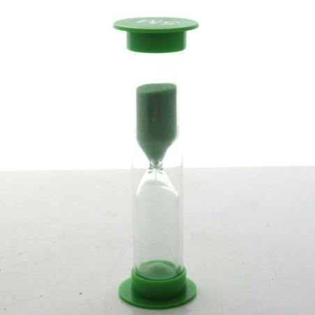 Sanduhren 5 Min. 9 cm zylindrisch Glas in Kunststoff röhre